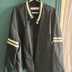 Ladies spring jacket Perry Ellis in dark blue with white accent stripes